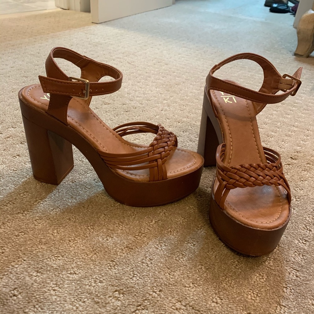 Brown block heels